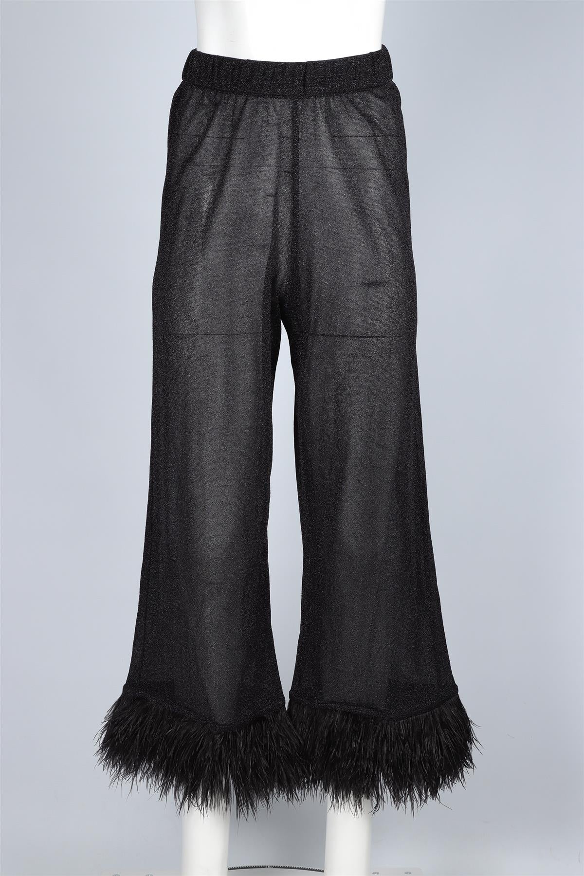 OSEREE BLACK KNIT WIDE LEG PANTS SMALL - Image 2