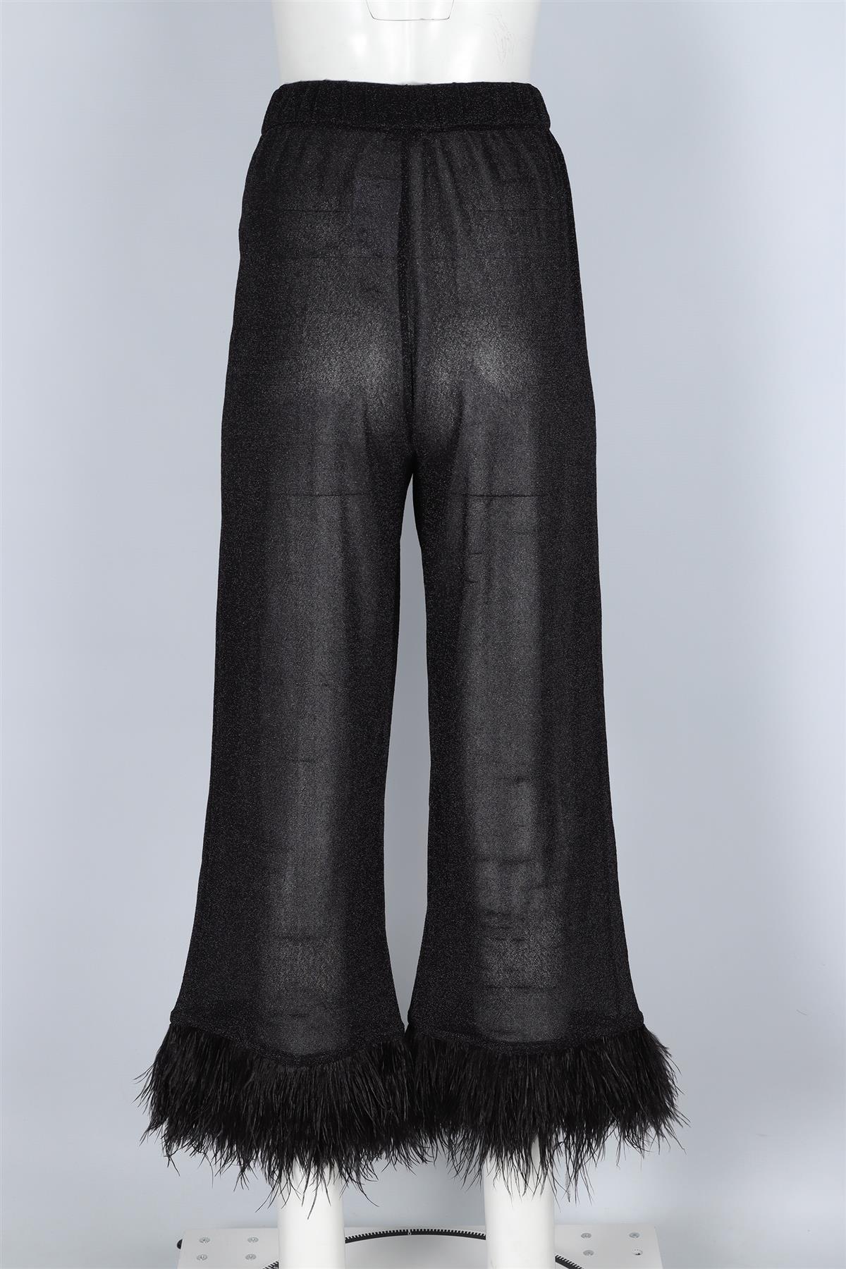 OSEREE BLACK KNIT WIDE LEG PANTS SMALL - Image 4