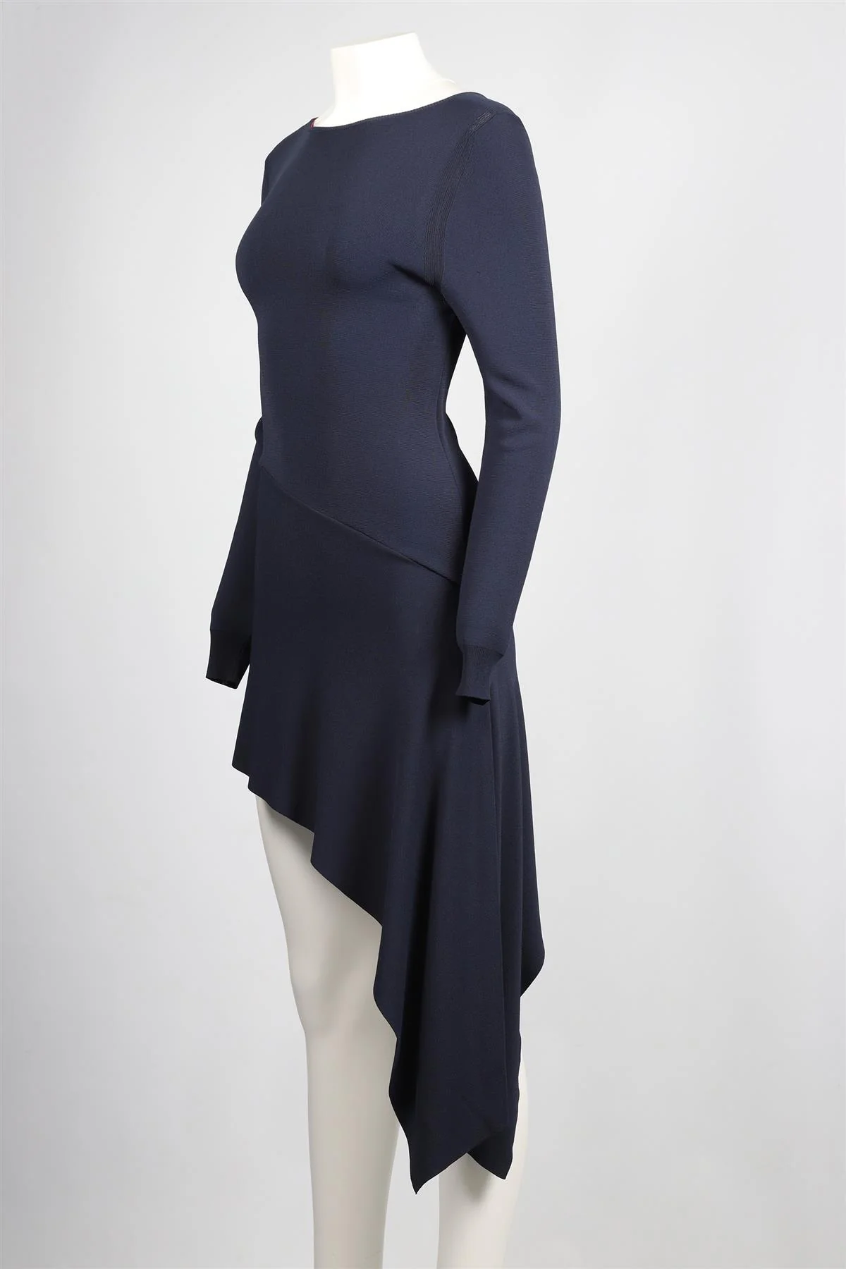 OSMAN BLUE ASYMMETRIC KNIT MINI DRESS UK 10 - Image 3