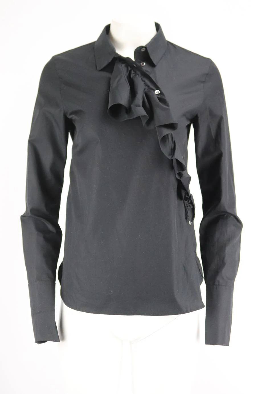 OSMAN RUFFLED COTTON SHIRT UK 10 - Image 2