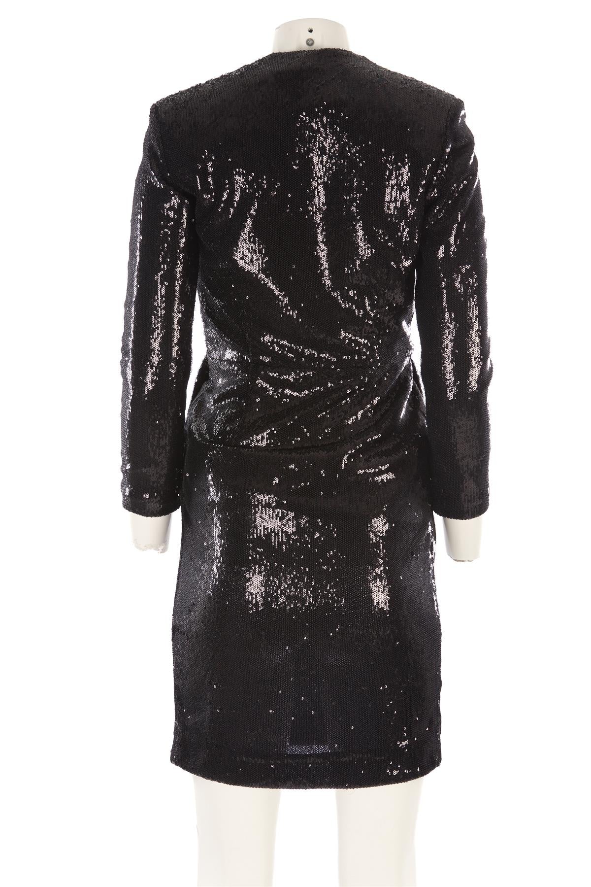 P.A.R.O.S.H BLACK SEQUIN MINI DRESS XSMALL - Image 4