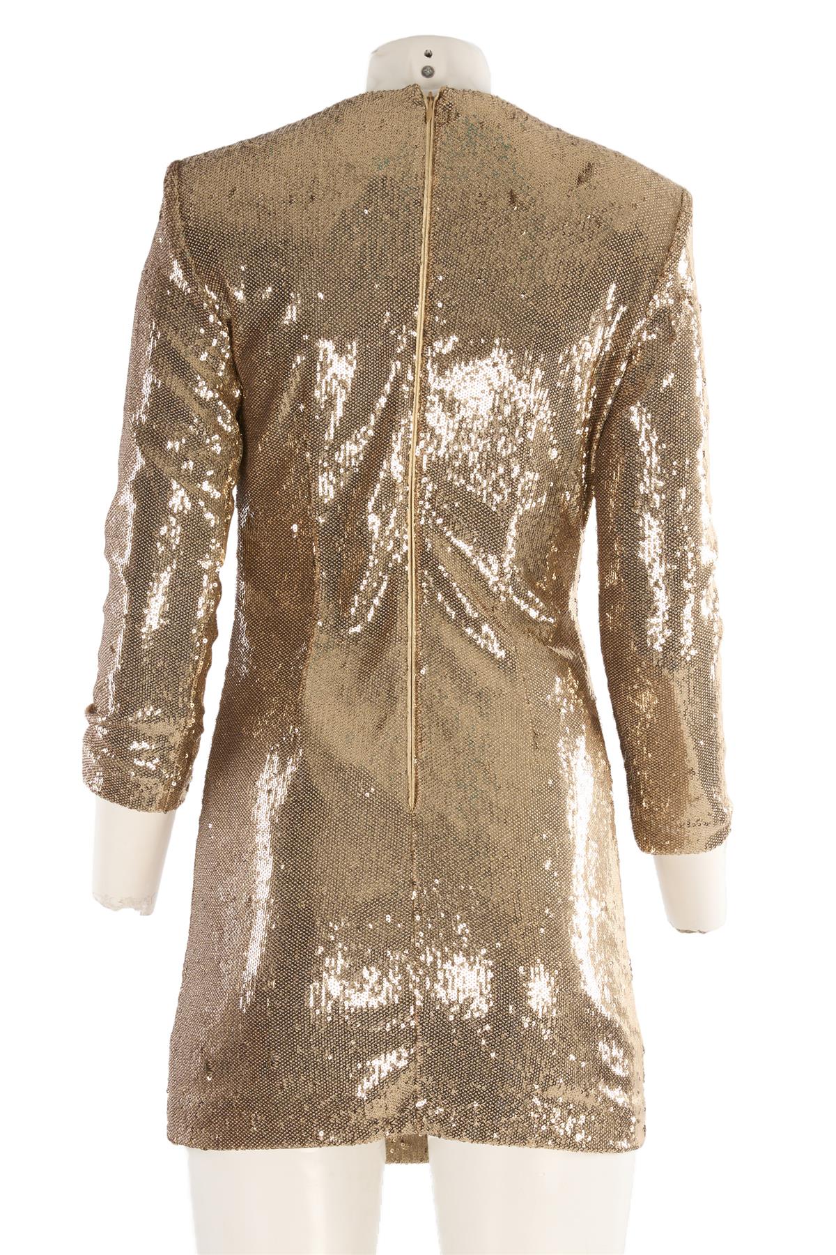 P.A.R.O.S.H GOLD SEQUIN MINI DRESS XSMALL - Image 4