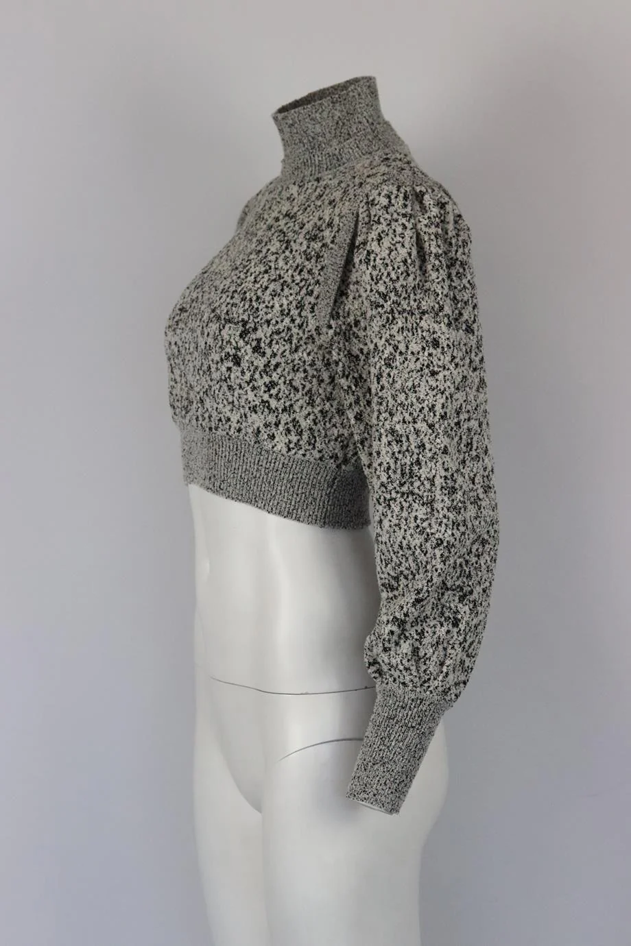 PACO RABANNE CROPPED COTTON BLEND TURTLENECK SWEATER MEDIUM - Image 3