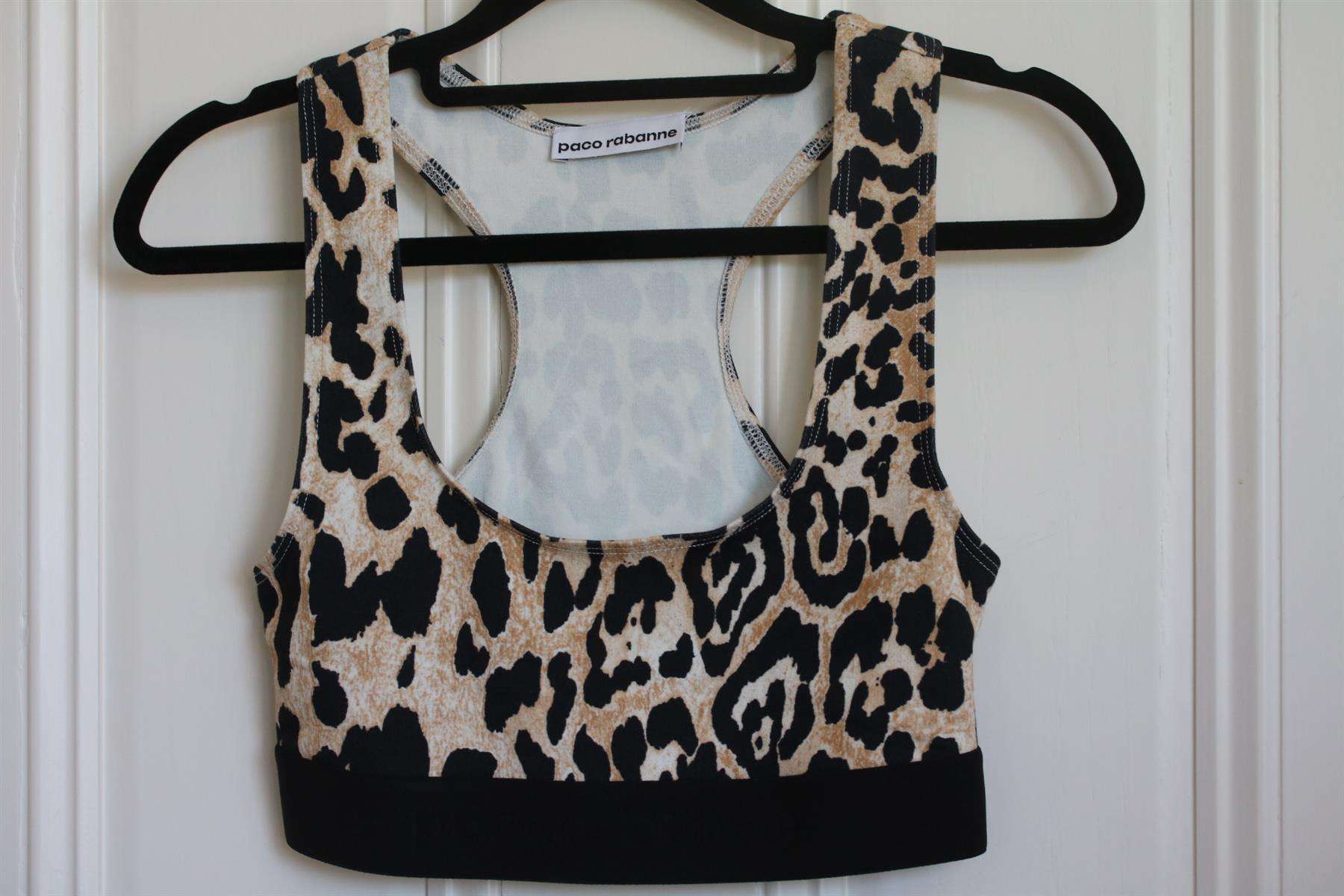 PACO RABANNE LEOPARD PRINT STRETCH JERSEY SPORTS BRA SMALL - Image 2