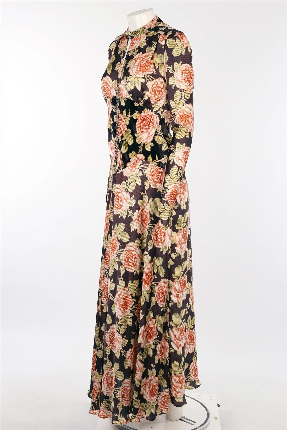 PACO RABANNE MULTI SATIN MAXI DRESS FR 38 UK 10 - Image 3