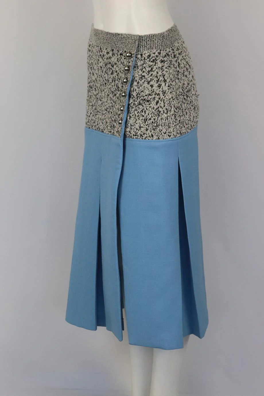 PACO RABANNE PLEATED CREPE AND COTTON BLEND MIDI SKIRT FR 38 UK 10 - Image 3