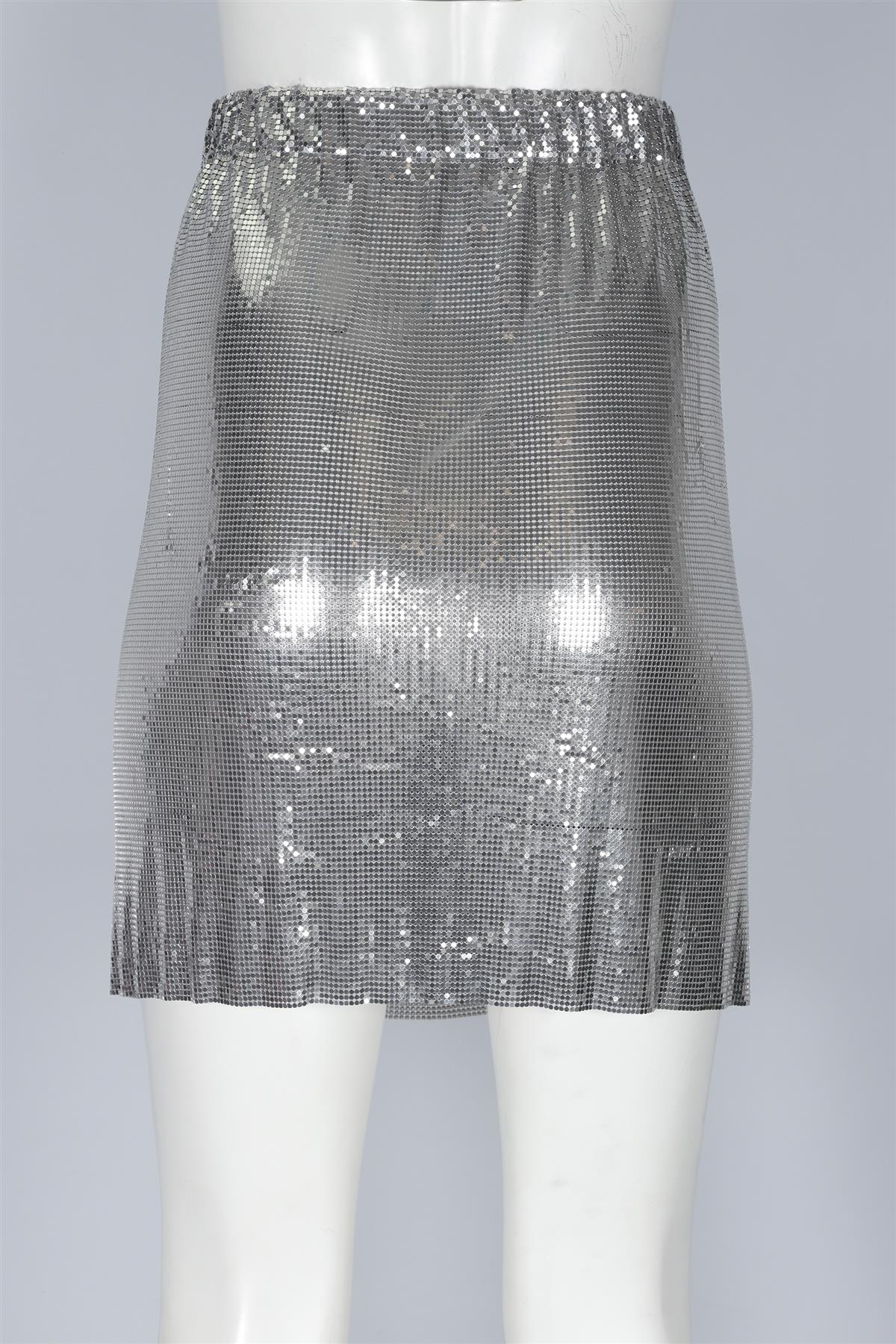 PACO RABANNE SILVER CHAINMAIL MINI SKIRT MEDIUM - Image 4