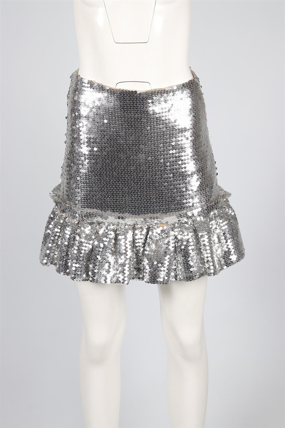 PACO RABANNE SILVER SEQUIN MINI SKIRT FR 36 UK 8 - Image 2