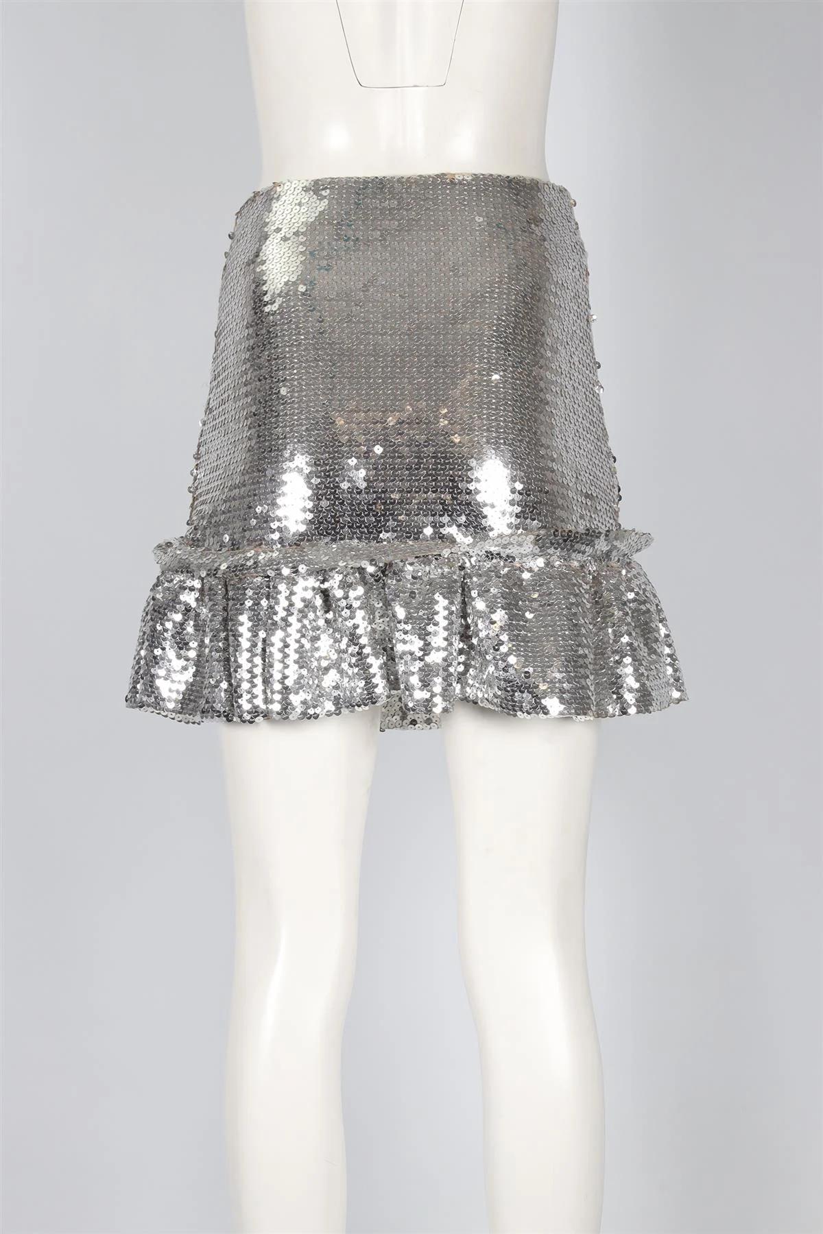 PACO RABANNE SILVER SEQUIN MINI SKIRT FR 36 UK 8 - Image 4