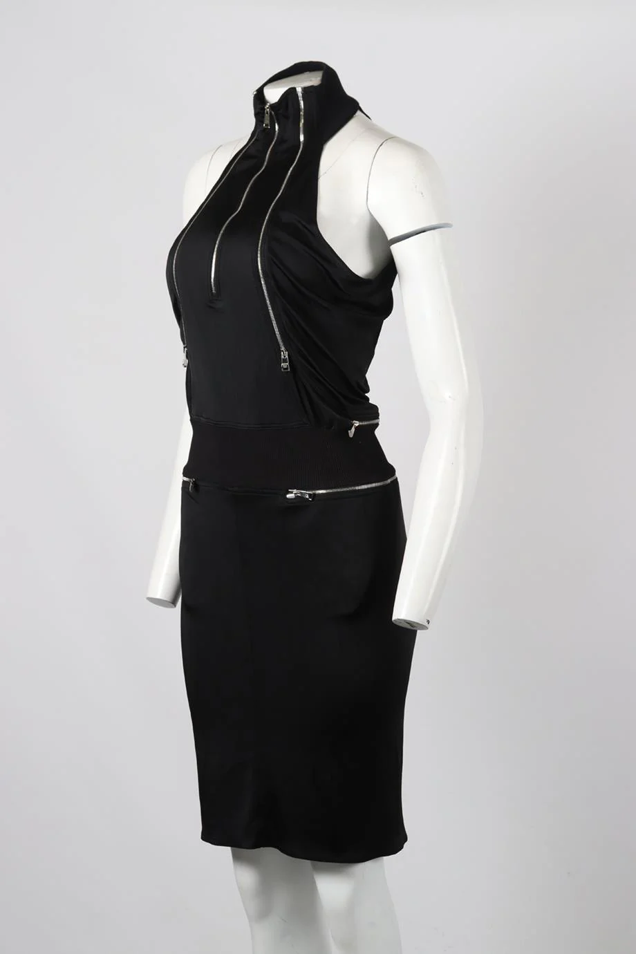 PACO RABANNE ZIP DETAILED COTTON BLEND MINI DRESS FR 36 UK 8 - Image 3