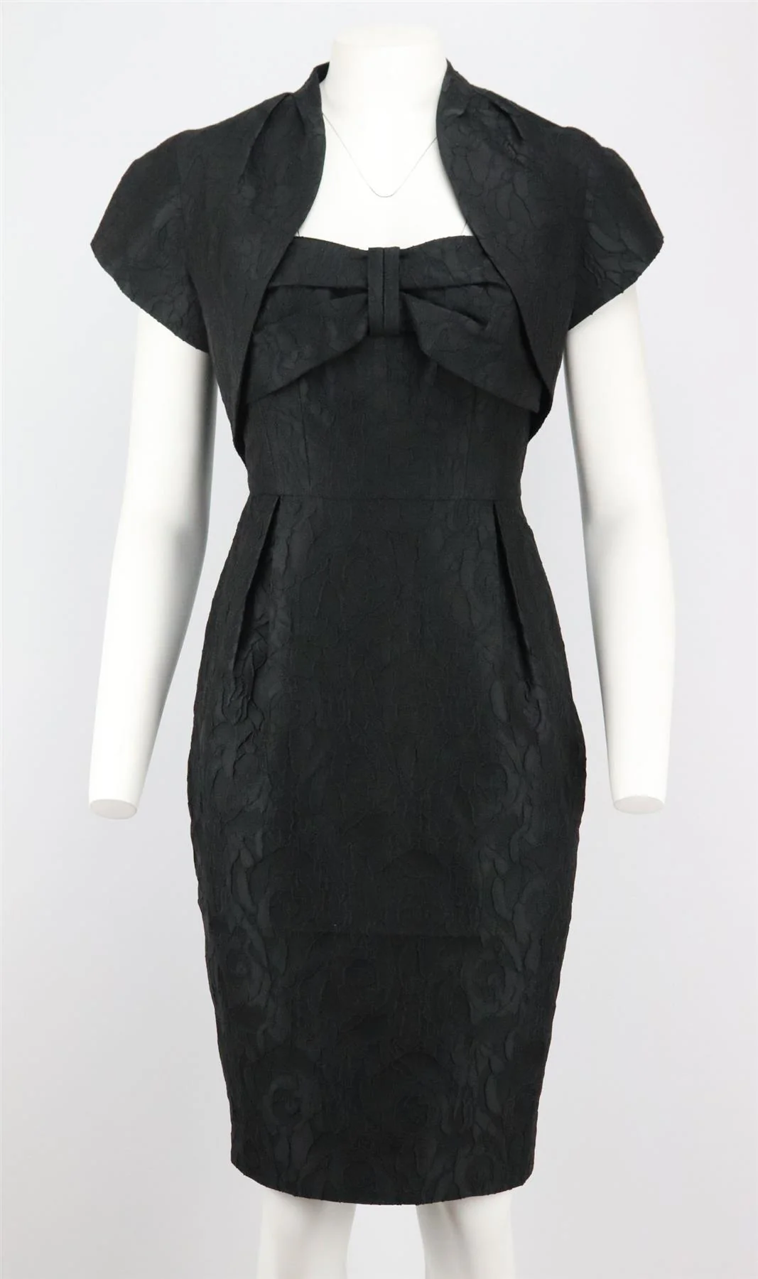PADDY CAMPBELL VINTAGE BOW DETAILED CREPE DRESS AND JACKET UK 10 - Image 3