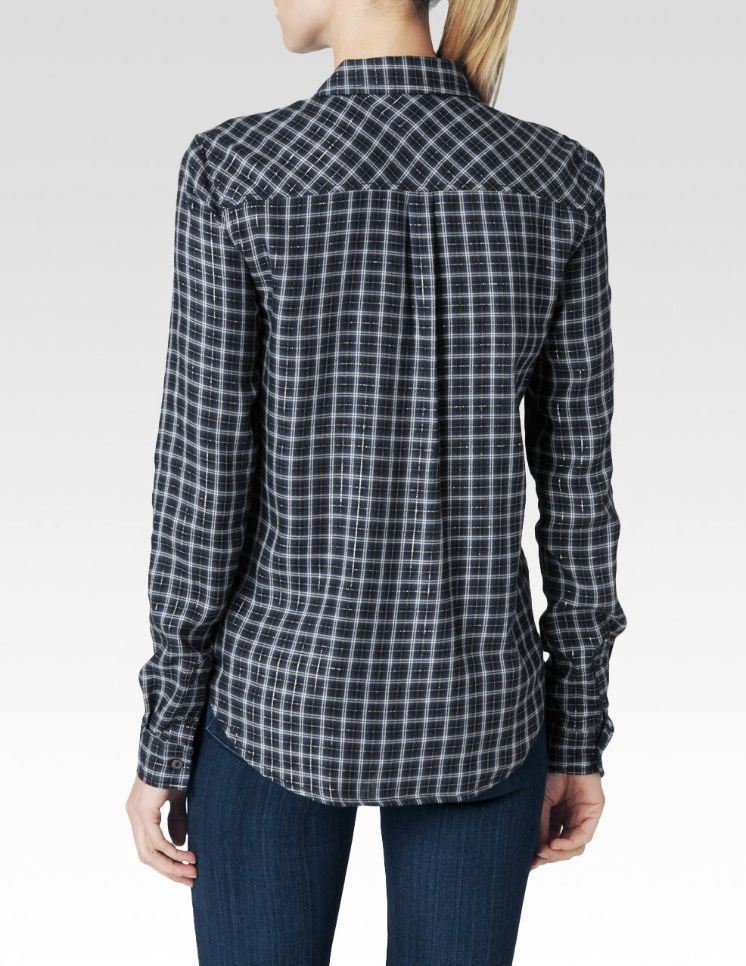 PAIGE MYA SHIRT IN BLACK ROSETTE PLAID SMALL - Image 11