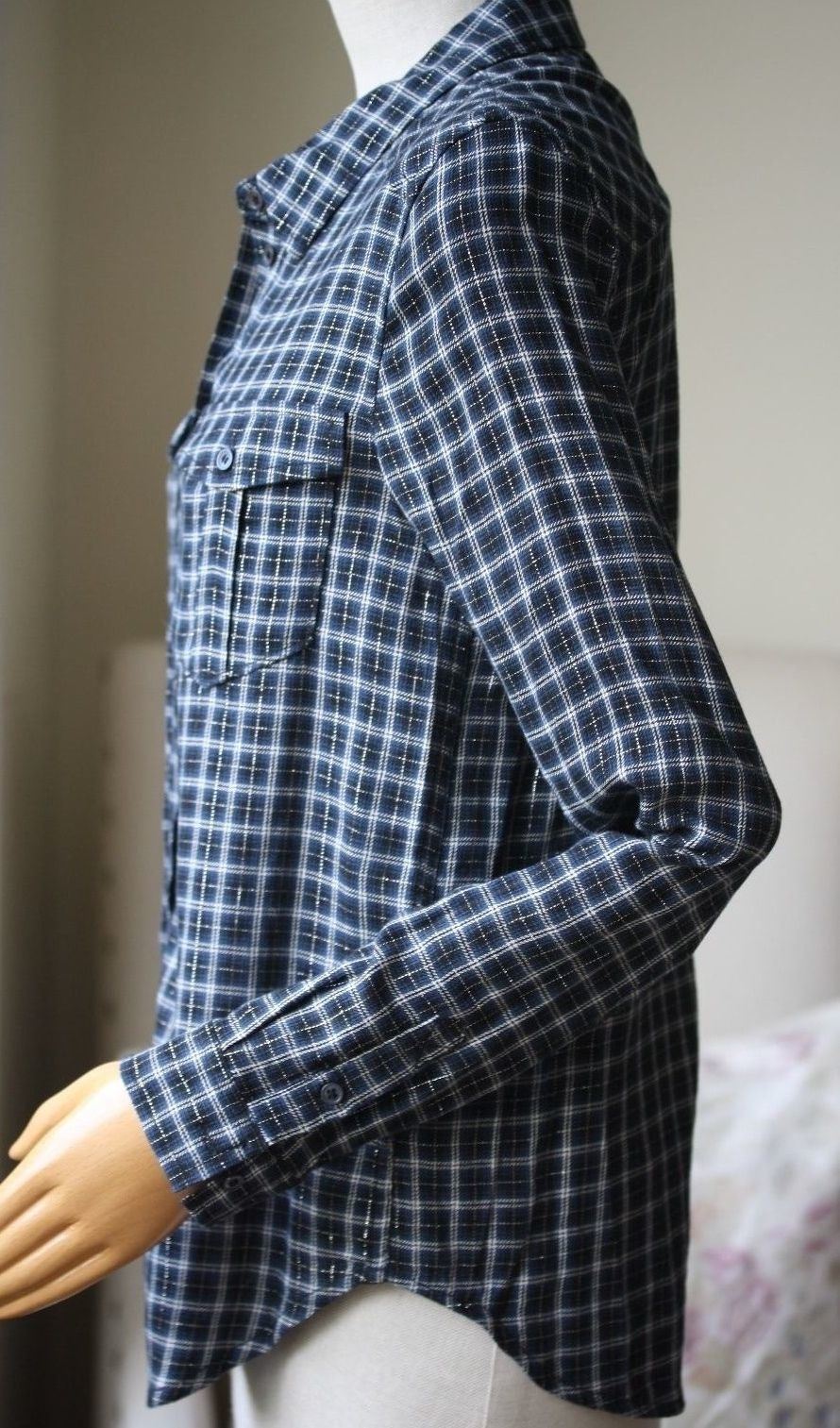 PAIGE MYA SHIRT IN BLACK ROSETTE PLAID SMALL - Image 5