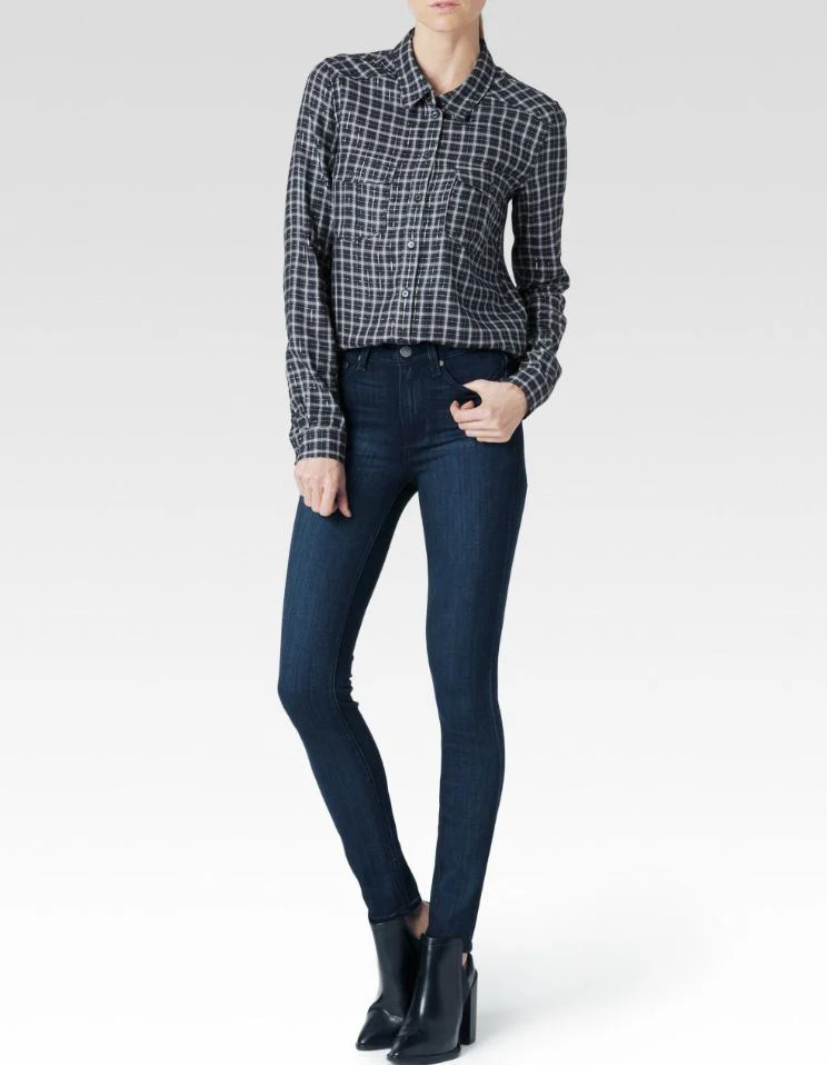 PAIGE MYA SHIRT IN BLACK ROSETTE PLAID SMALL - Image 9