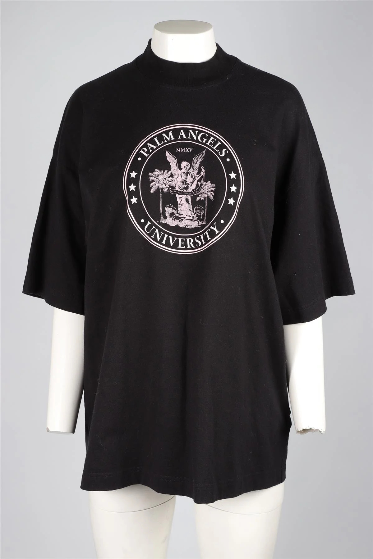 PALM ANGELS BLACK COTTON T-SHIRT MEDIUM - Image 2