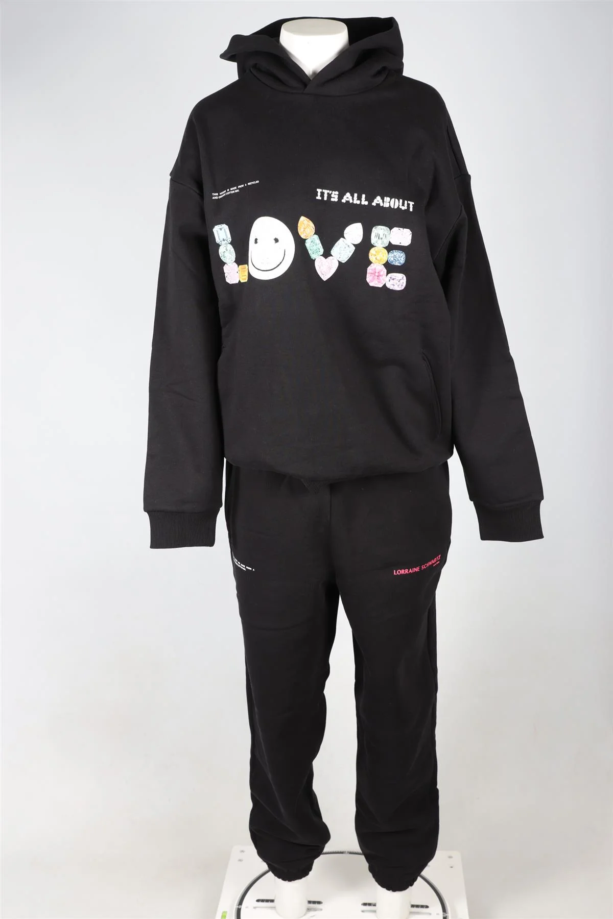 PANGAIA + LORRAINE SCHWARTZ BLACK COTTON TRACKSUIT LARGE - Image 2