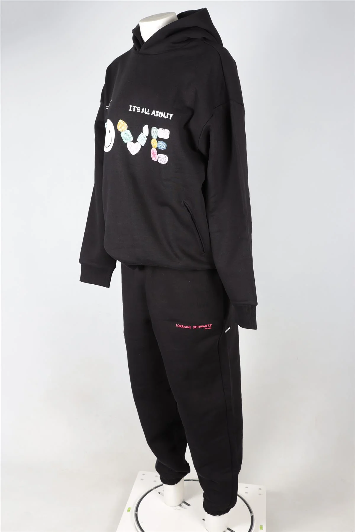 PANGAIA + LORRAINE SCHWARTZ BLACK COTTON TRACKSUIT LARGE - Image 3