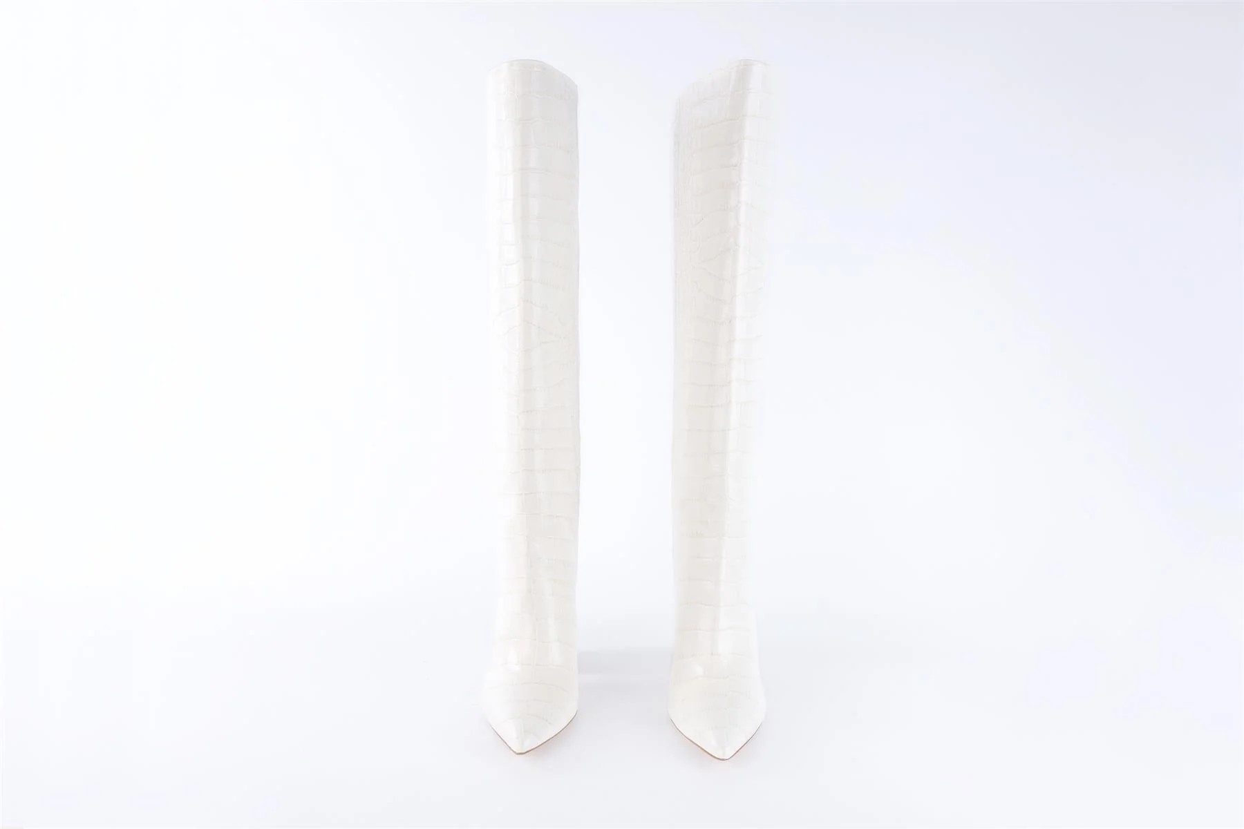 PARIS TEXAS WHITE LEATHER KNEE HIGH BOOTS EU 38 UK 5 US 8 - Image 3