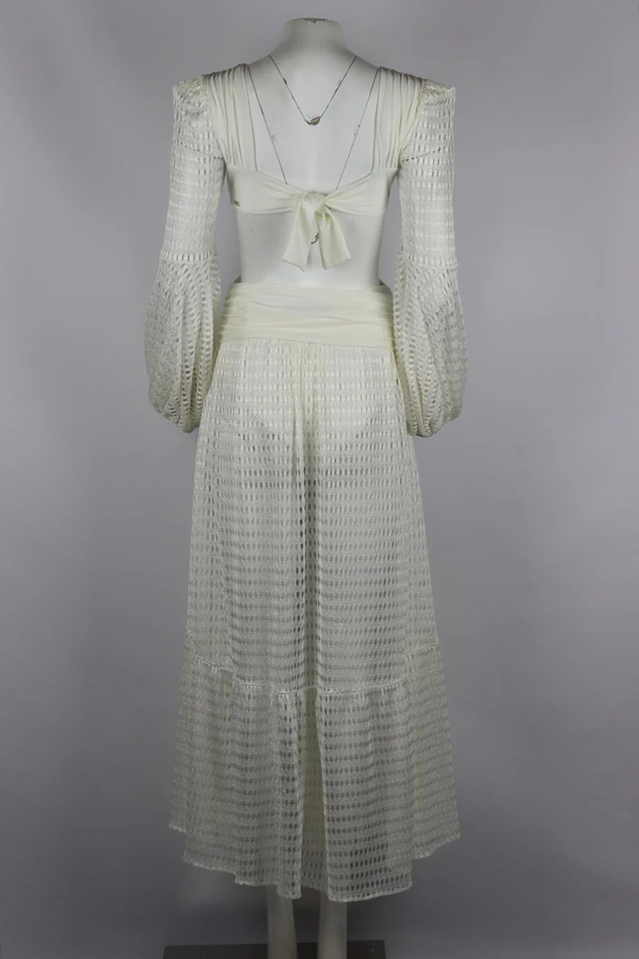 PATBO STRETCH JERSEY AND CROCHET KNIT MAXI DRESS SMALL - Image 4