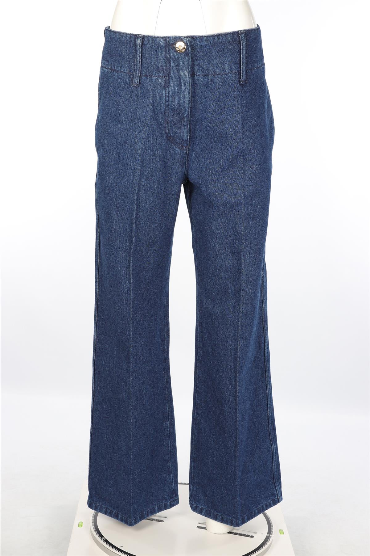 PATOU BLUE COTTON HIGH RISE WIDE LEG JEANS FR 38 UK 10 - Image 2