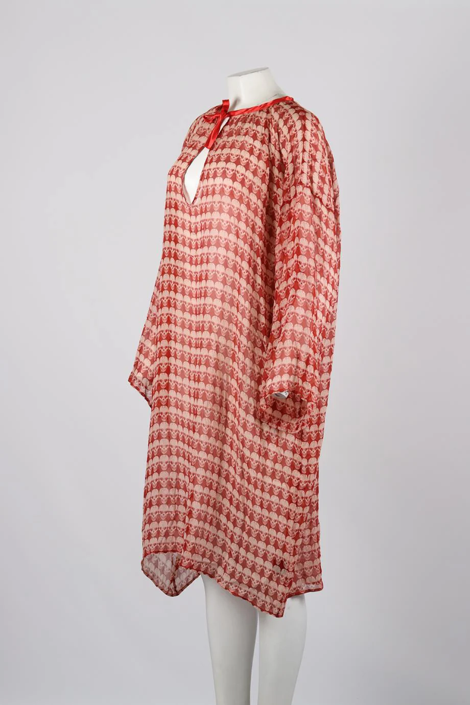 PAULA THOMAS FOR TW PRINTED SILK MIDI DRESS SMALL - Image 3
