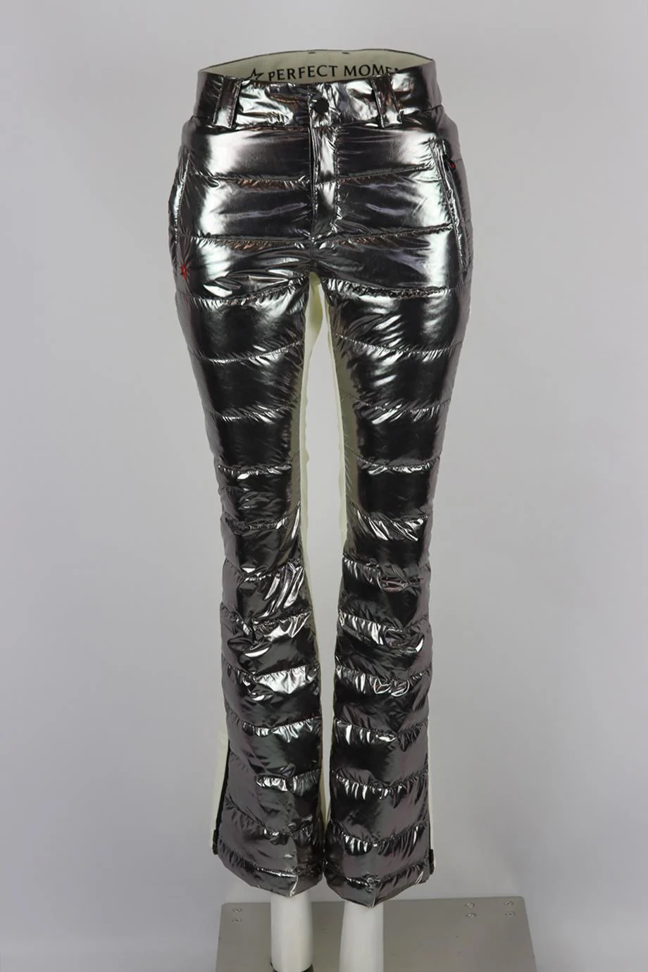 PERFECT MOMENT QUILTED PADDED METALLIC FLARED SKI PANTS SMALL - Image 2