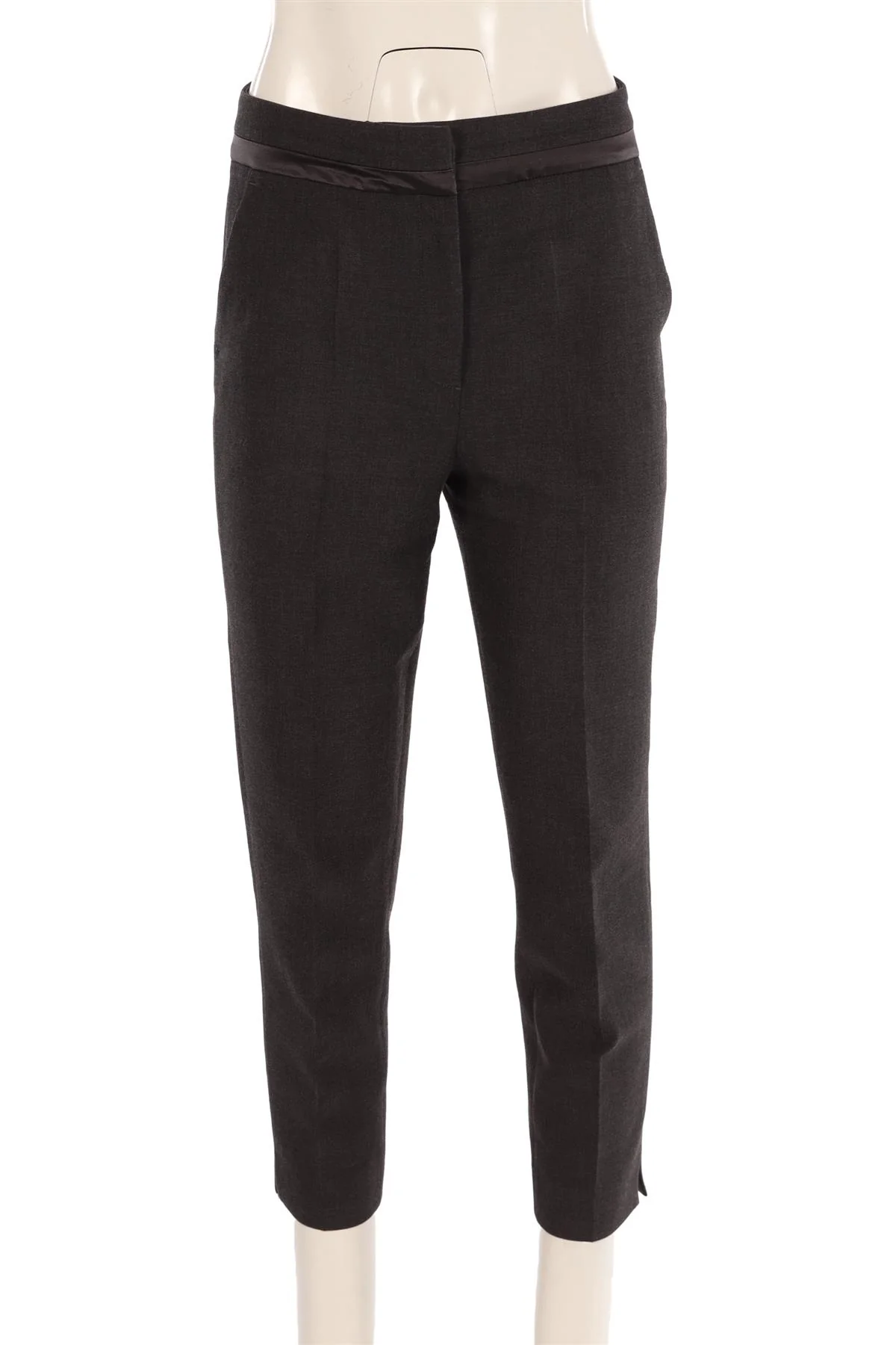 PESERICO GREY WOOL STRAIGHT LEG PANTS IT 42 UK 10 - Image 2