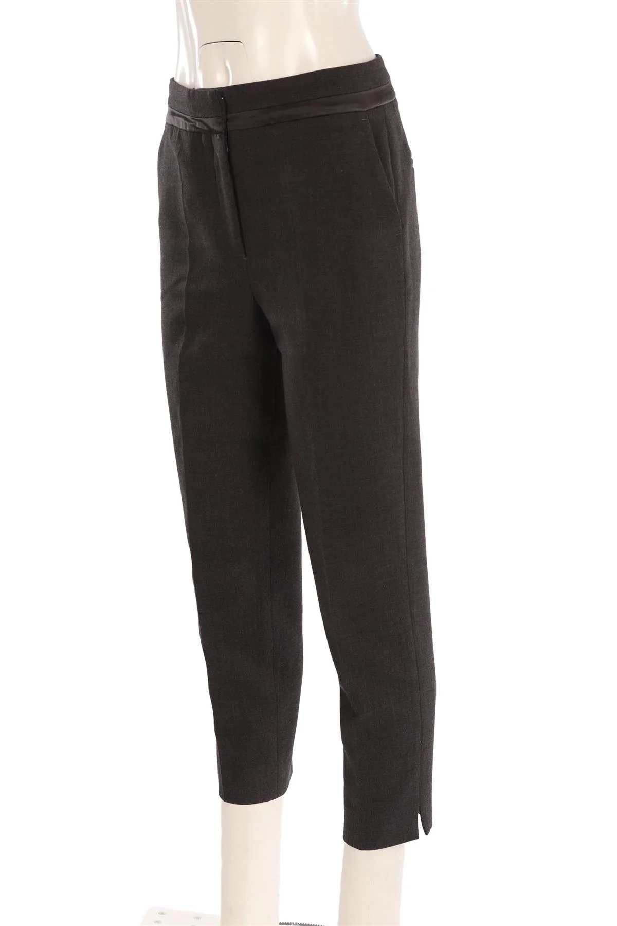 PESERICO GREY WOOL STRAIGHT LEG PANTS IT 42 UK 10 - Image 3