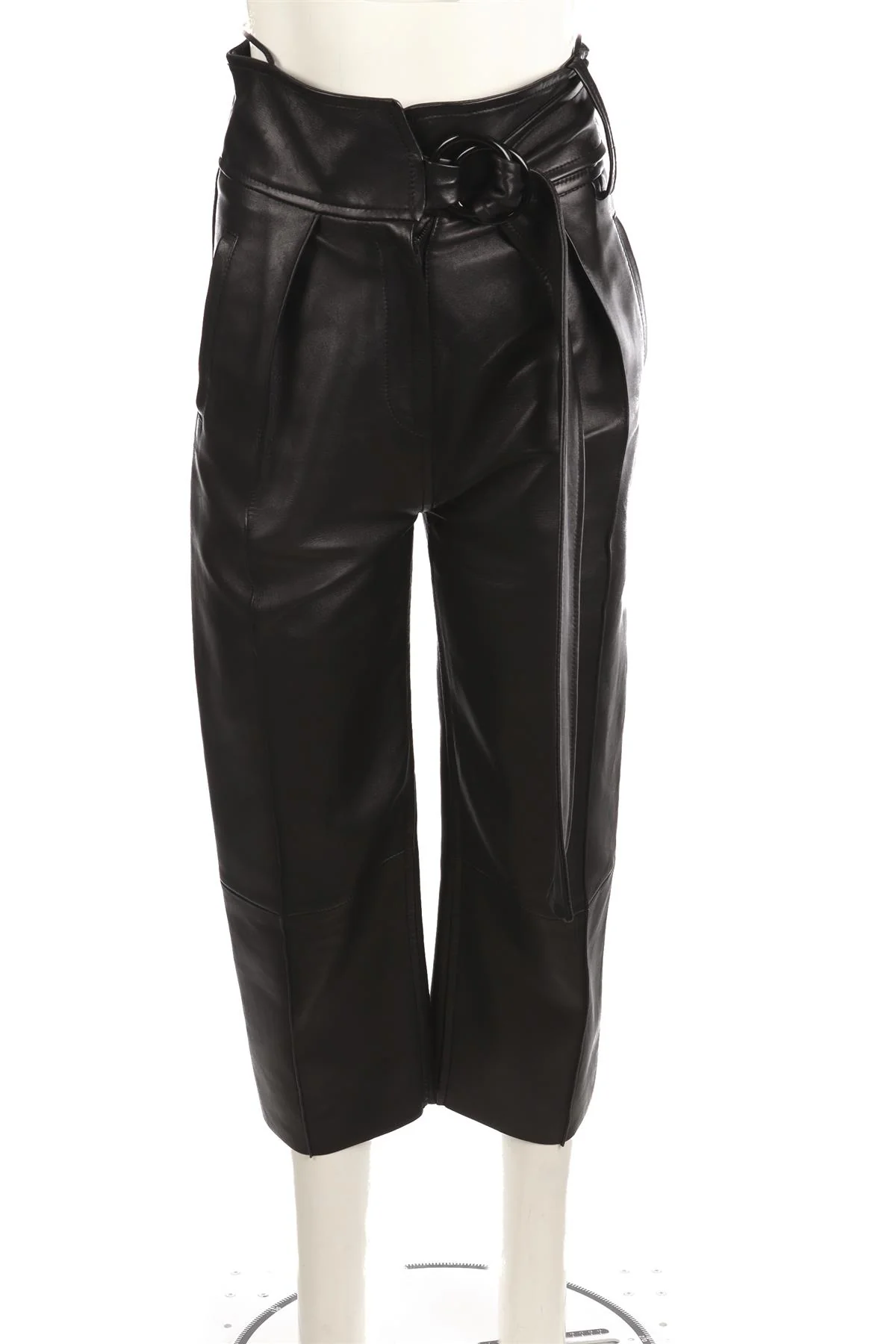 PETAR PETROV BLACK LEATHER STRAIGHT LEG PANTS FR 34 UK 6 - Image 2