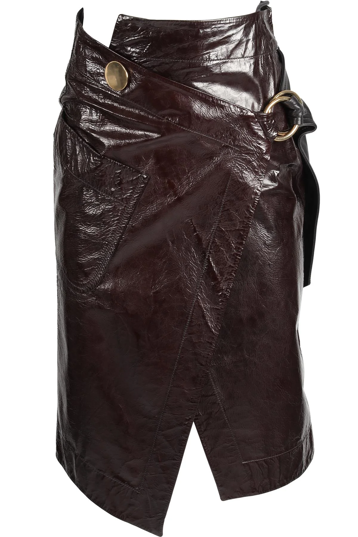 PETAR PETROV BROWN LEATHER MIDI SKIRT UK 8