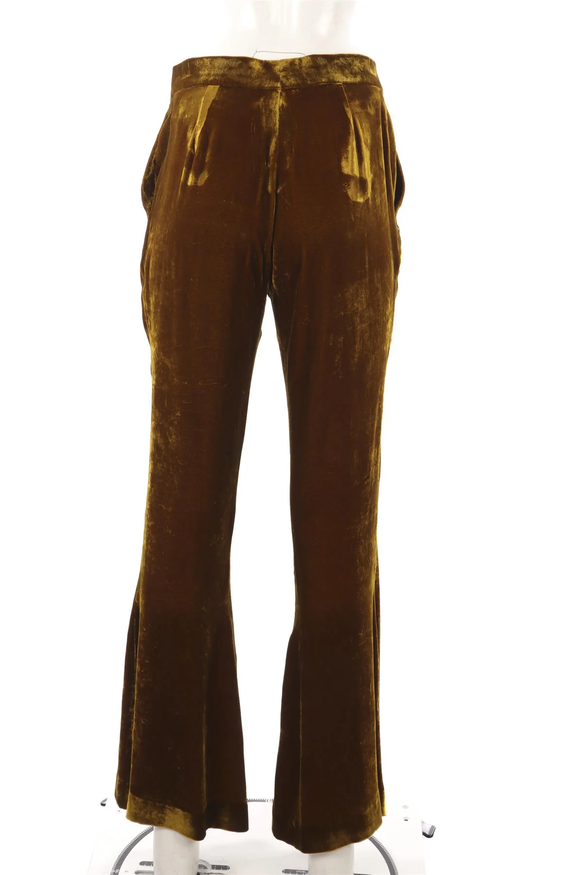PETAR PETROV GOLD VELVET TROUSERS FLARED PANTS IT 40 UK 8 - Image 4