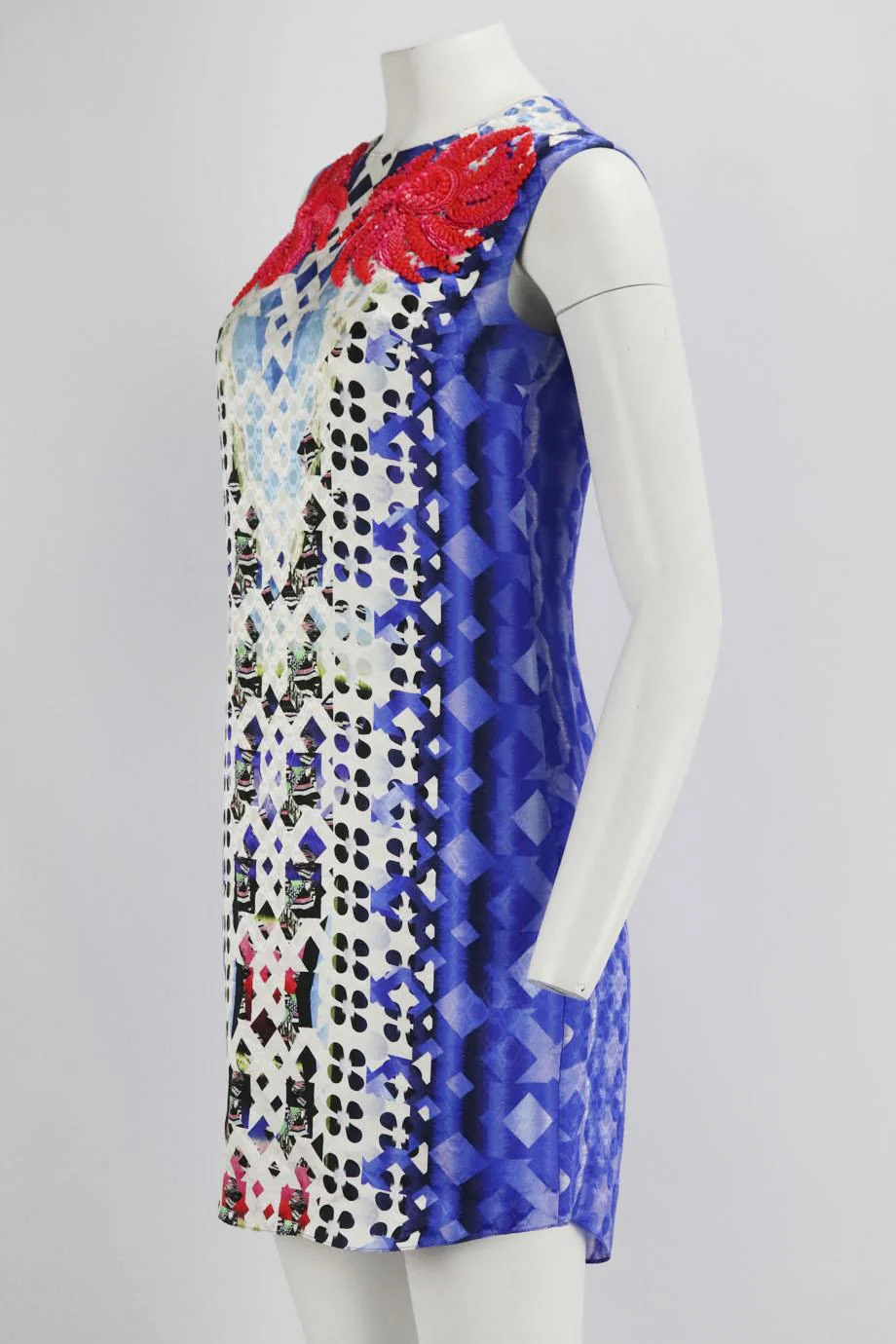 PETER PILOTTO EMBELLISHED PRINTED SILK MINI DRESS UK 8 - Image 3