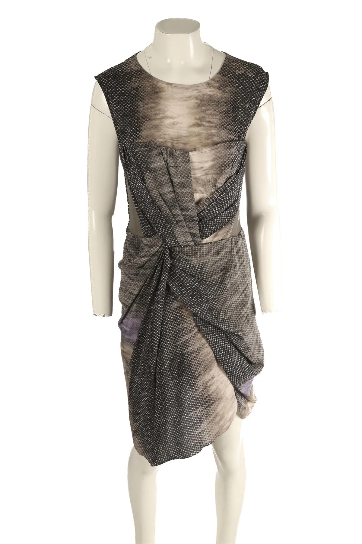 PETER PILOTTO GREY SILK MINI DRESS UK 12 - Image 2