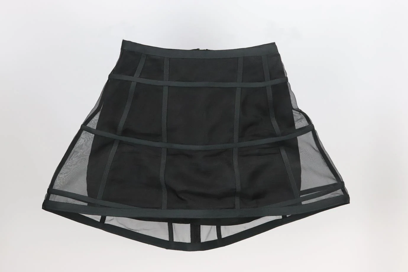 PETER PILOTTO GROSGRAIN TRIMMED ORGANZA MINI SKIRT UK 6 - Image 2