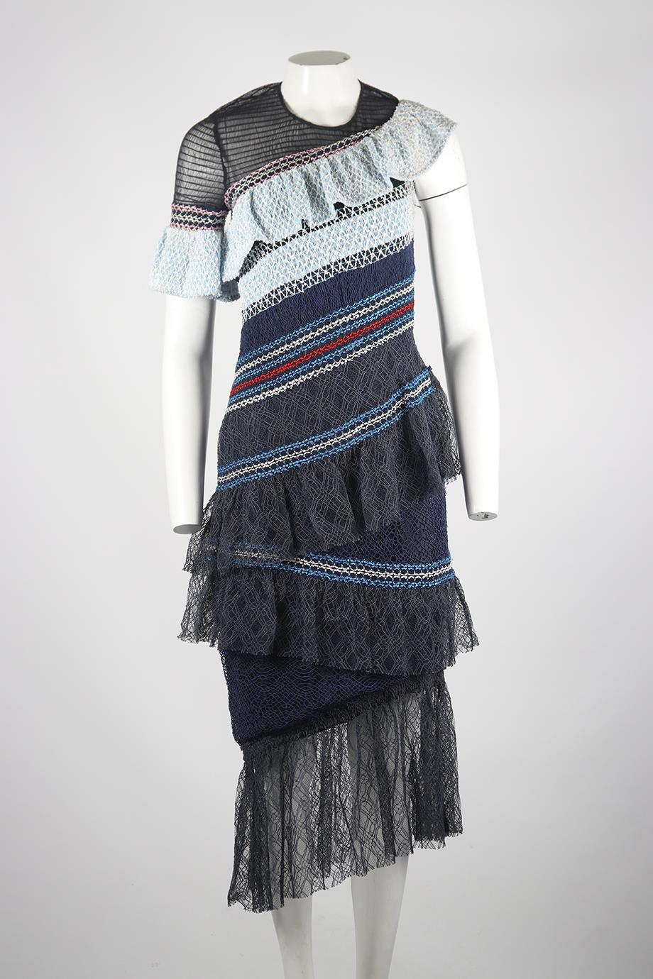 PETER PILOTTO TIERED LACE MIDI DRESS UK 8 - Image 2