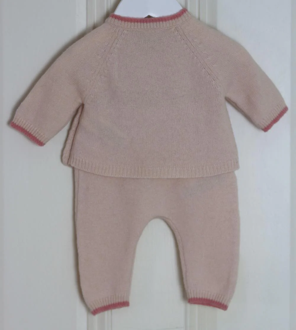 PETIT BATEAU BABY GIRLS HEART WOOL TROUSER SET 1 MONTH - Image 3