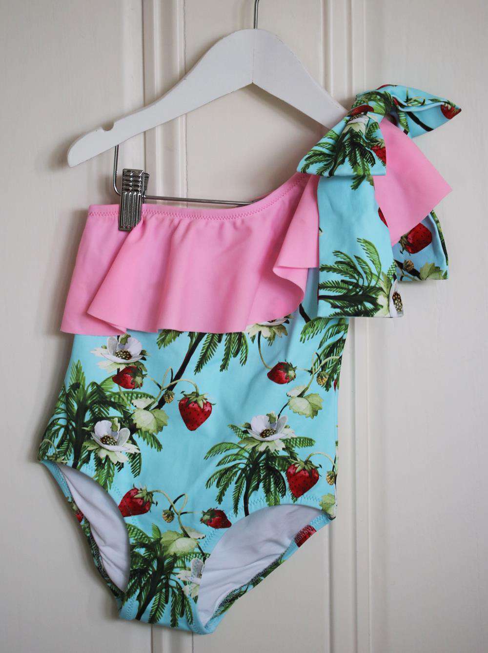 PHI CLOTHING KIDS GIRLS STRAWBERRY RUFFLE SWIMSUIT 6 YEARS - Image 2