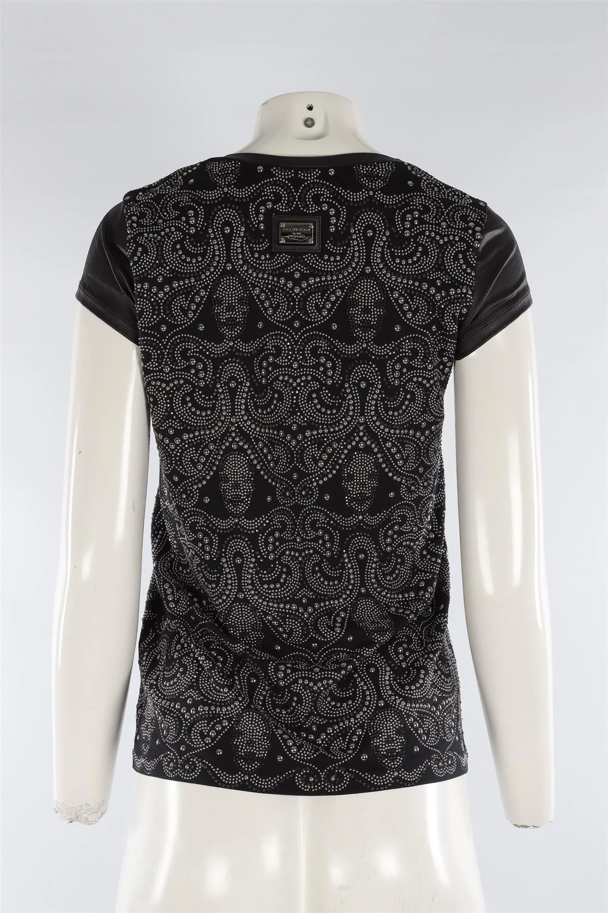 PHILIPP PLEIN BLACK COTTON T-SHIRT SMALL - Image 4