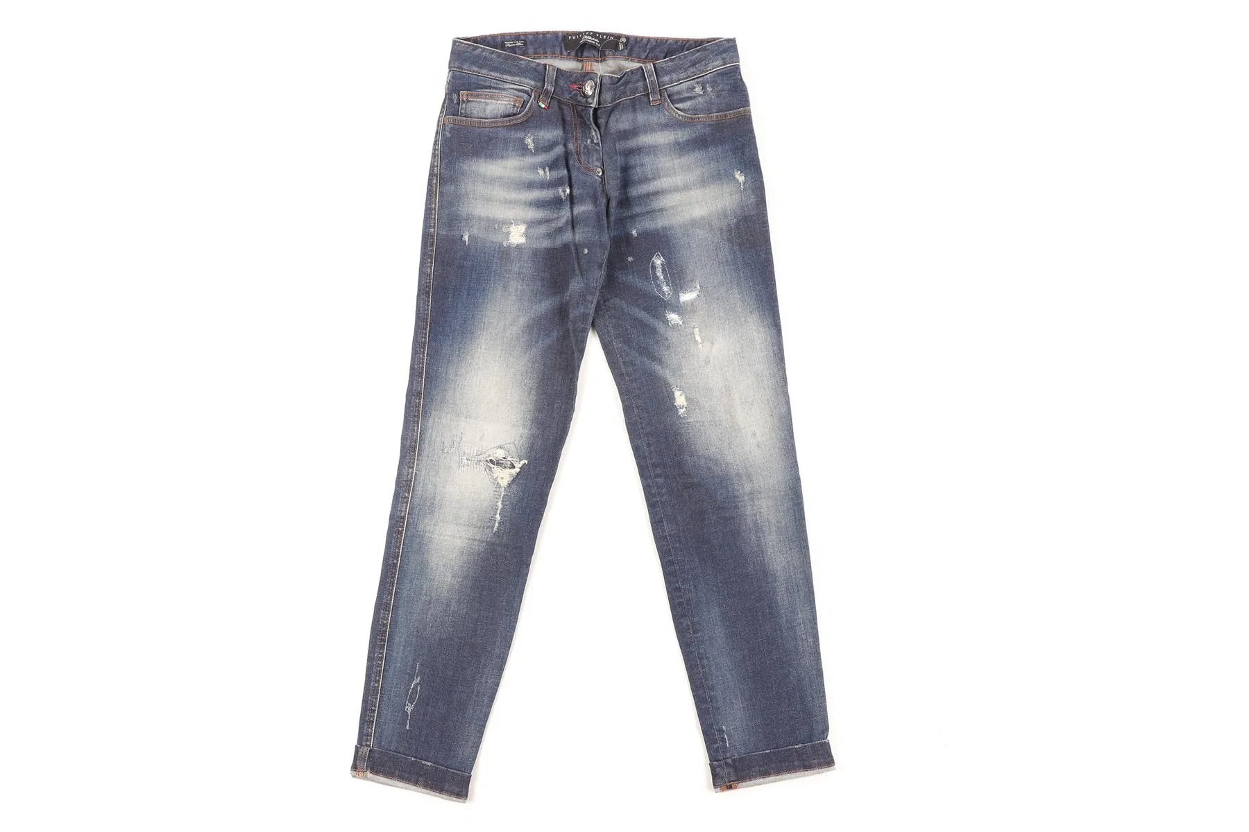 PHILIPP PLEIN BLUE DENIM TAPERED JEANS W25 UK 6/8 - Image 2