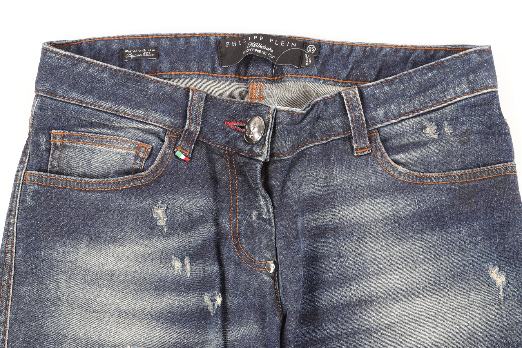PHILIPP PLEIN BLUE DENIM TAPERED JEANS W25 UK 6/8 - Image 3