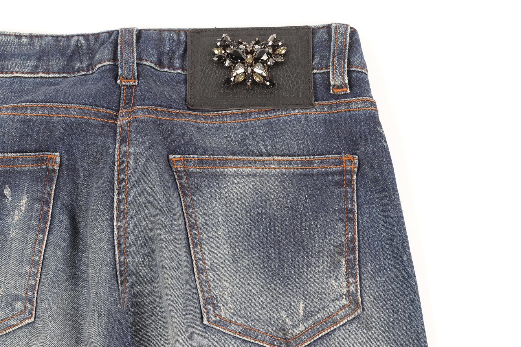 PHILIPP PLEIN BLUE DENIM TAPERED JEANS W25 UK 6/8 - Image 5