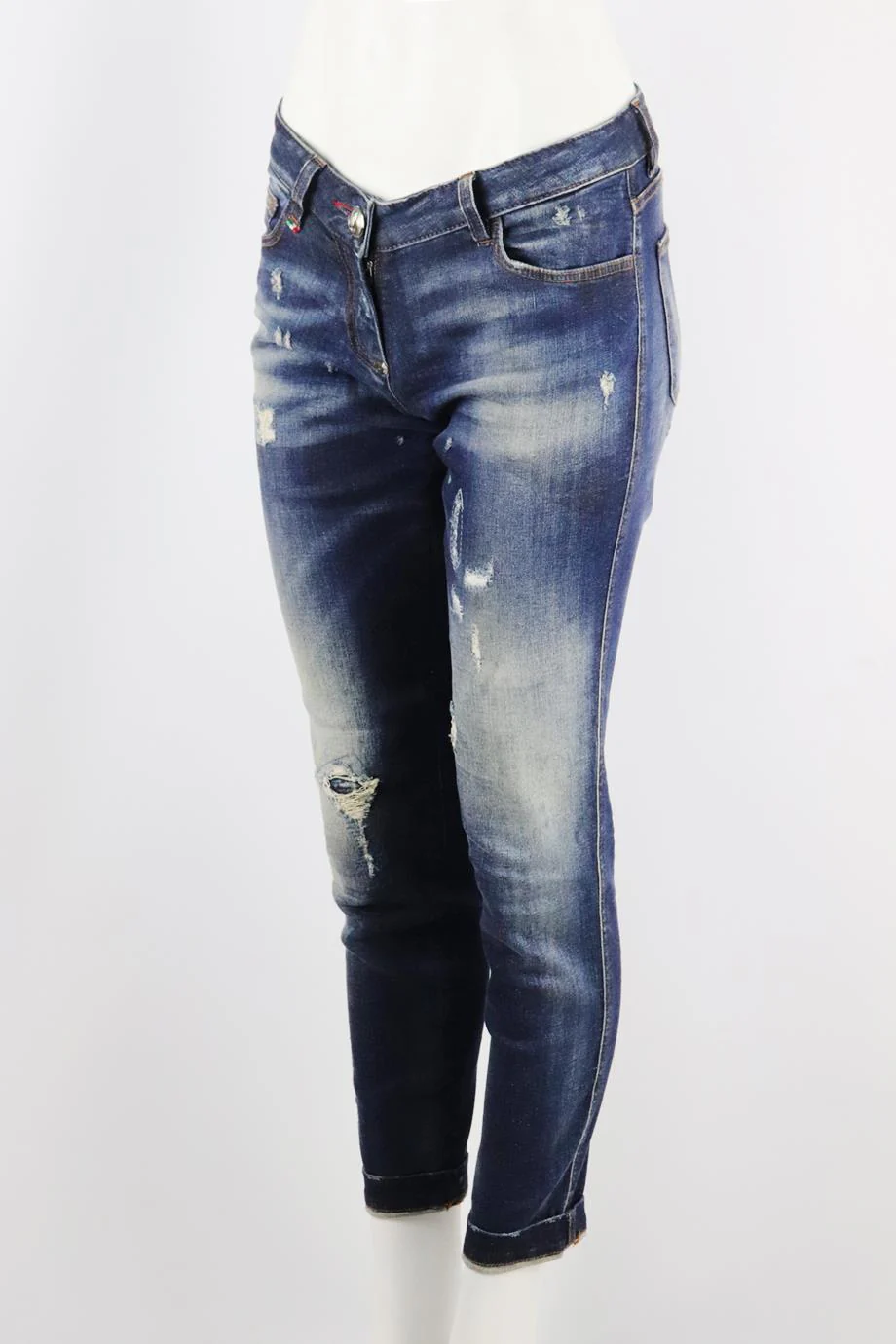 PHILIPP PLEIN DISTRESSED MID RISE BOYFRIEND JEANS W25 UK 6/8 - Image 3