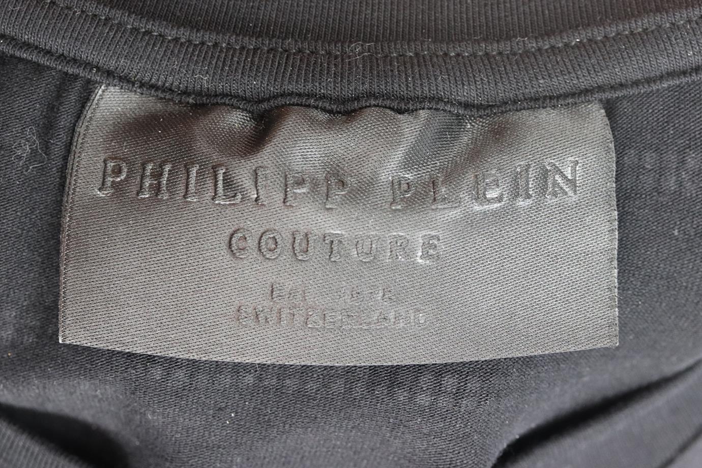 PHILIPP PLEIN EMBELLISHED COTTON JERSEY T-SHIRT SMALL - Image 5