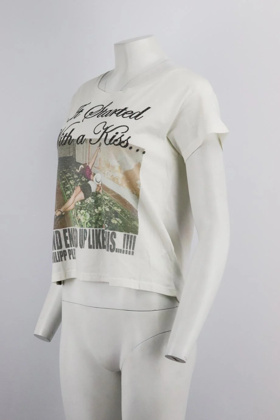 PHILIPP PLEIN EMBELLISHED COTTON JERSEY T-SHIRT XSMALL - Image 3