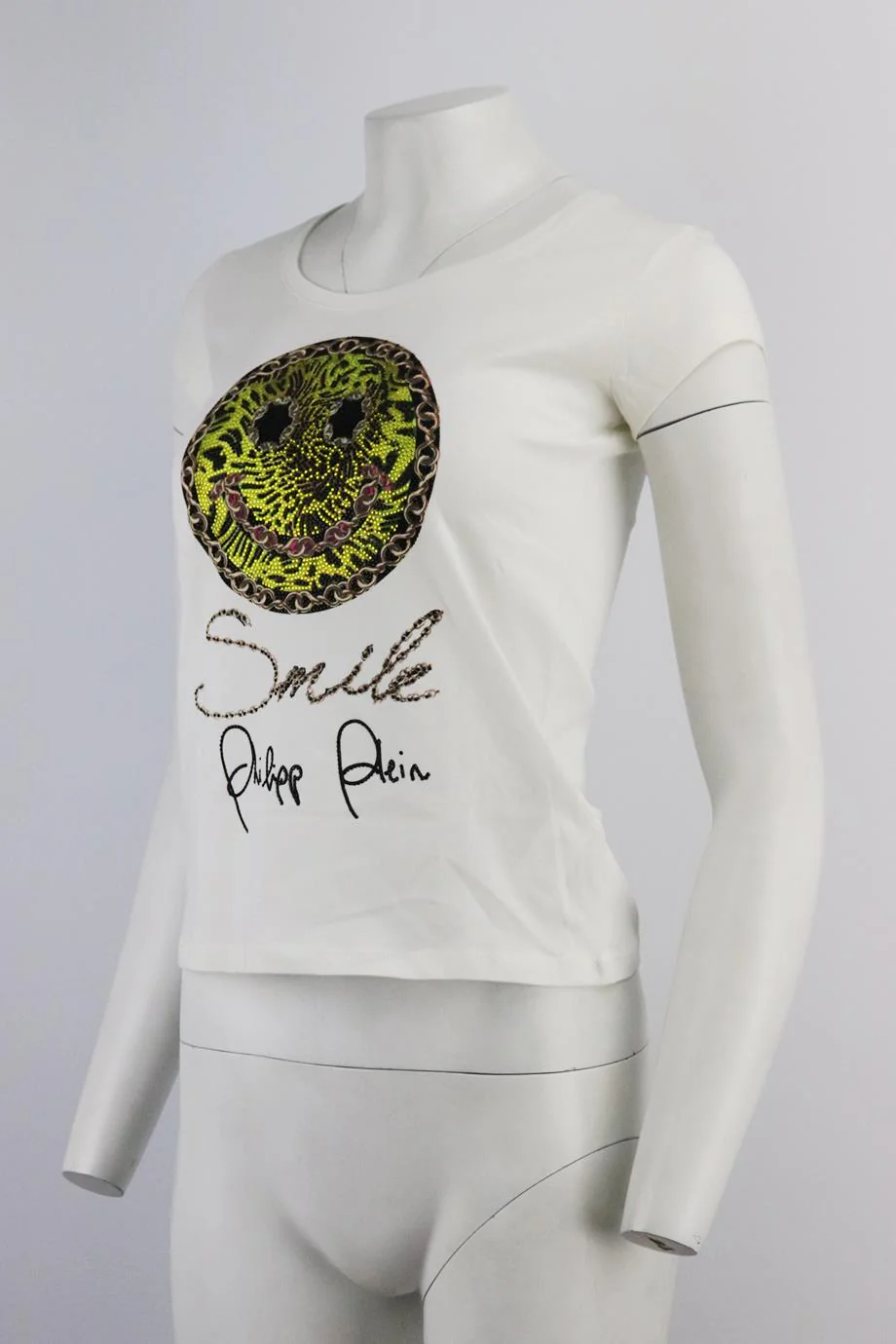 PHILIPP PLEIN EMBELLISHED COTTON JERSEY T-SHIRT XSMALL - Image 3