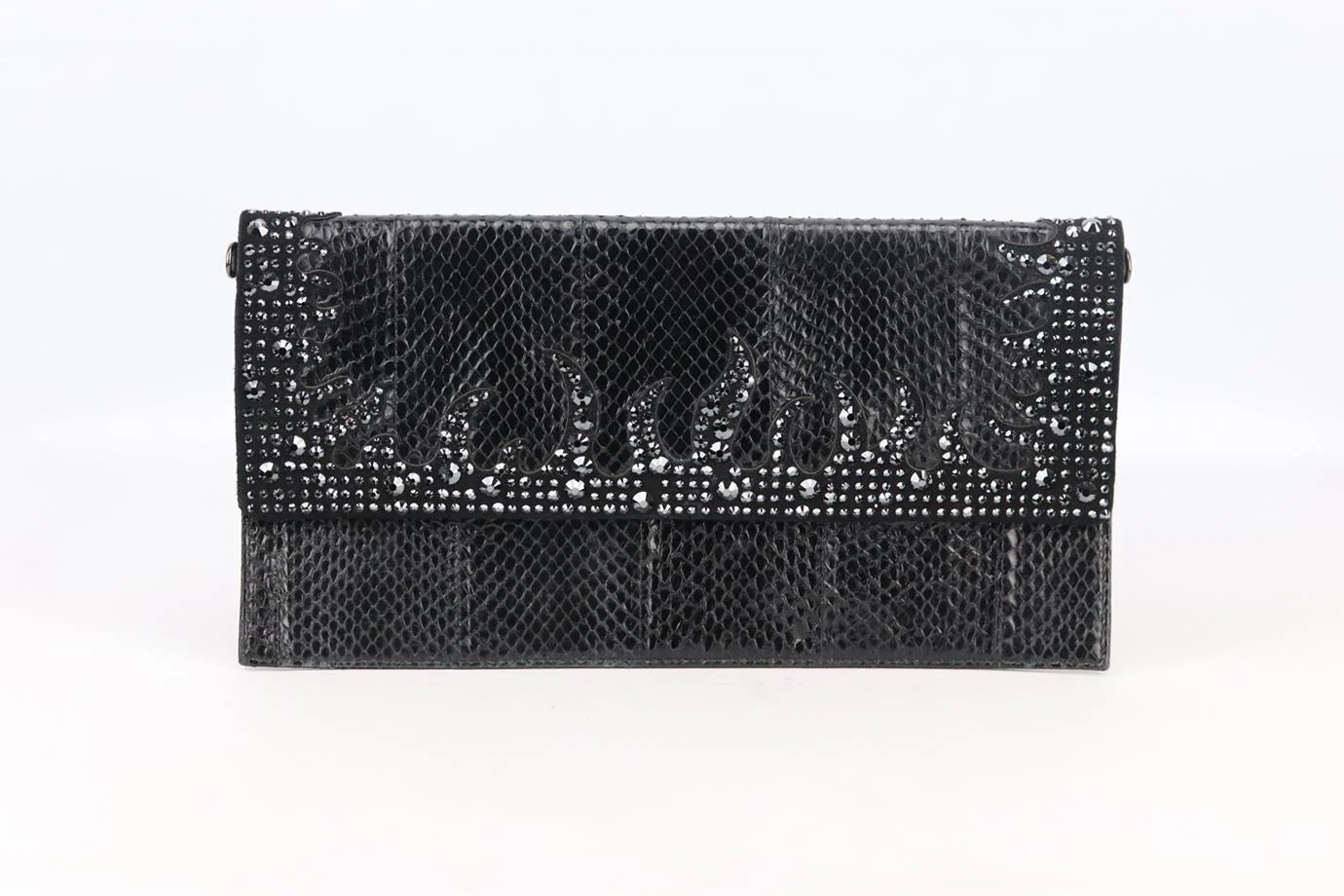 PHILIPP PLEIN EMBELLISHED PYTHON EFFECT LEATHER CLUTCH - Image 2