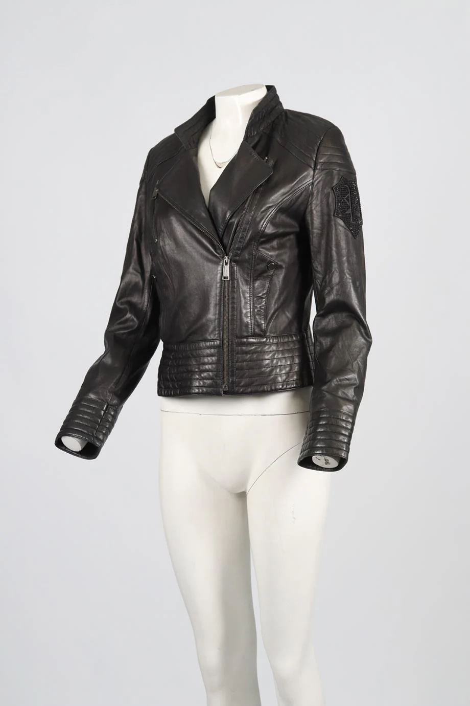 PHILIPP PLEIN LEATHER BIKER JACKET MEDIUM - Image 3