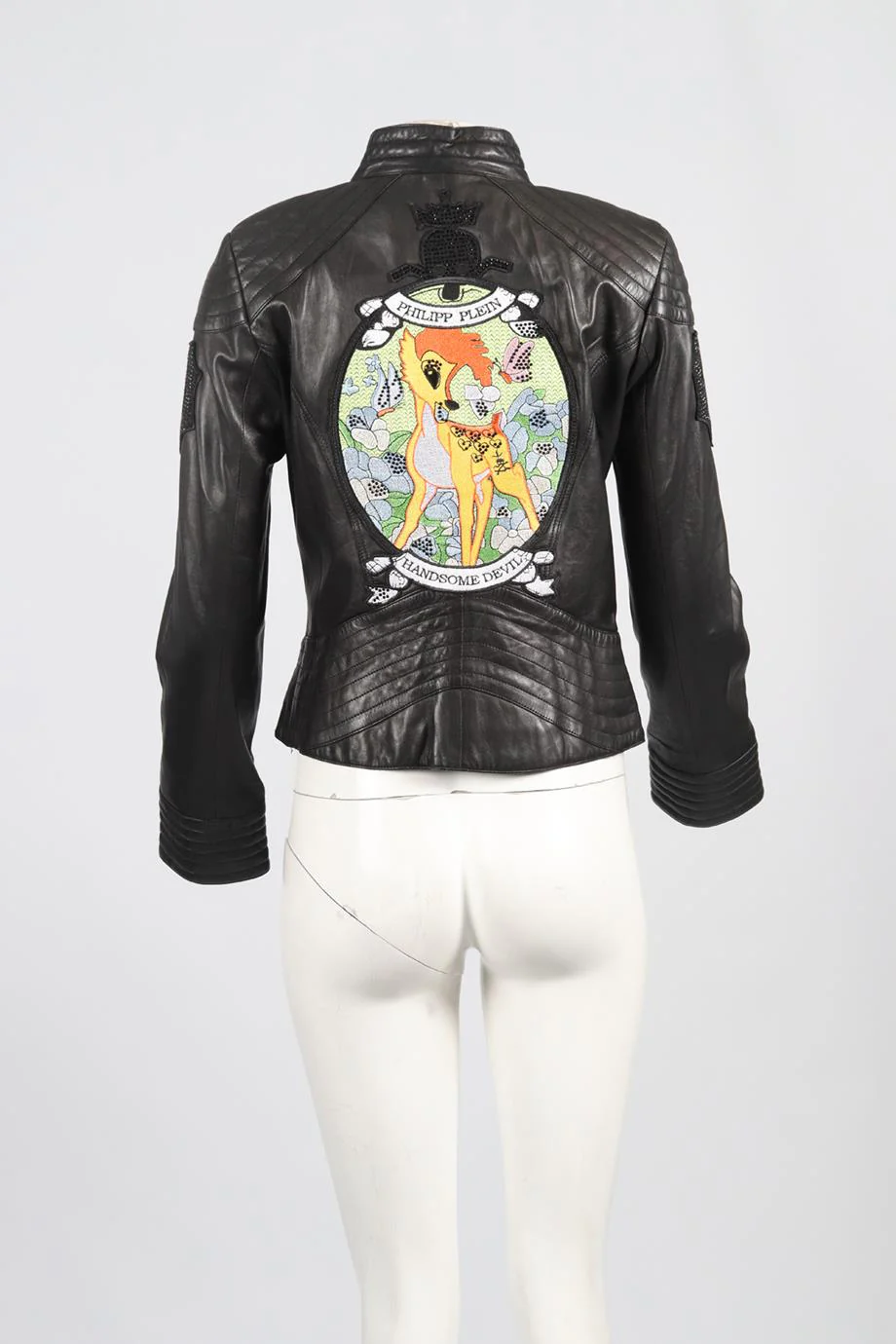 PHILIPP PLEIN LEATHER BIKER JACKET MEDIUM - Image 4