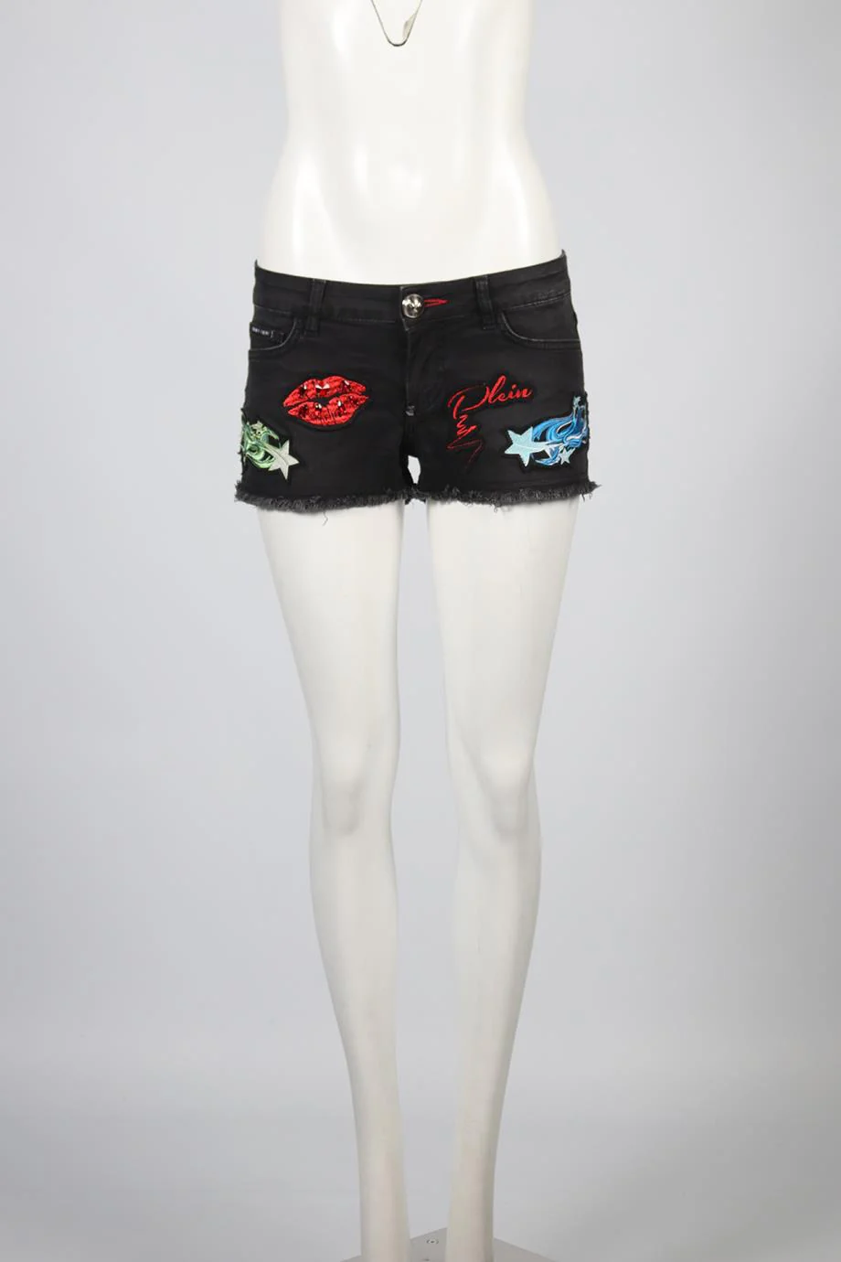 PHILIPP PLEIN LOW RISE DENIM SHORTS W27 UK 8-10 - Image 2