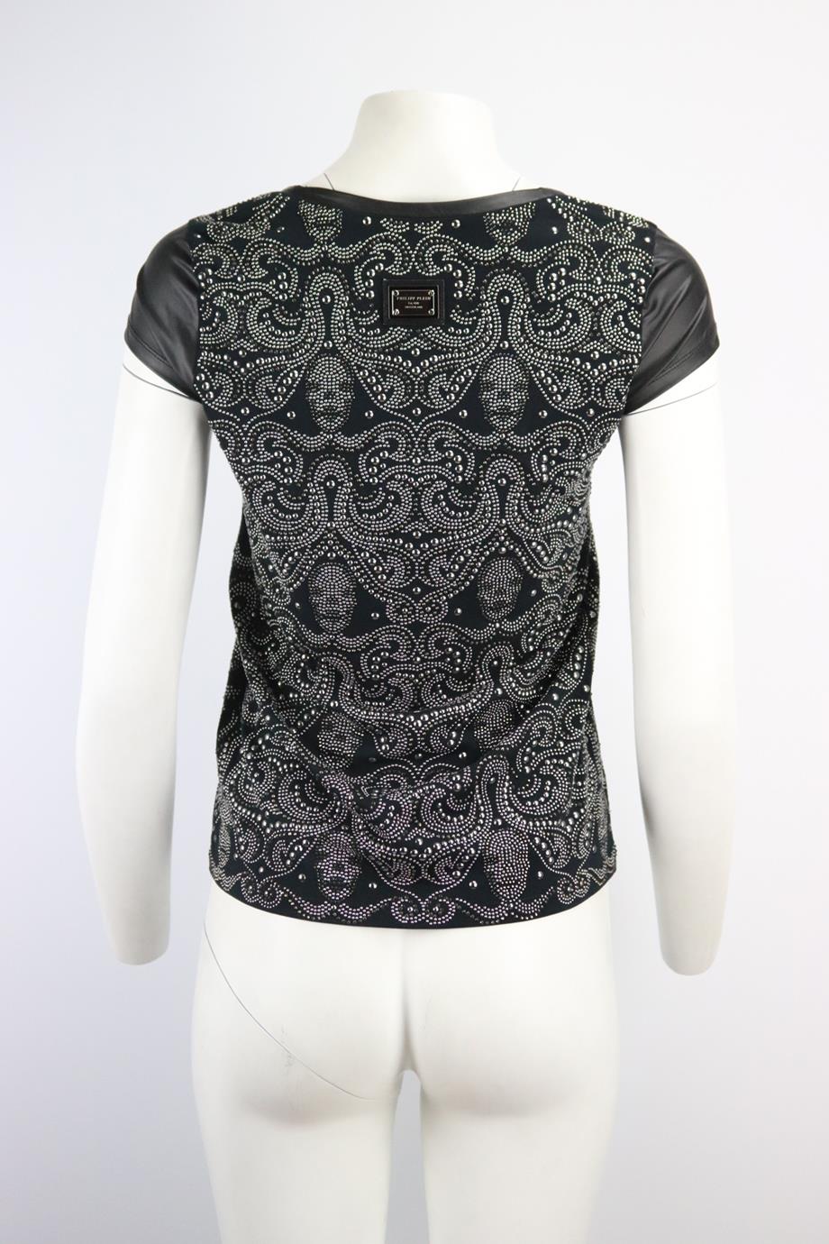 PHILIPP PLEIN STUDDED COTTON JERSEY T-SHIRT SMALL - Image 4